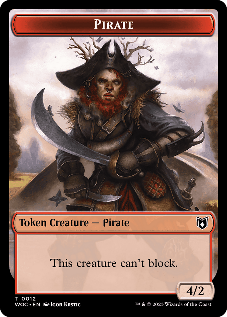 Pirate // Human Soldier Double-Sided Token [Wilds of Eldraine Commander Tokens] | Rock City Comics