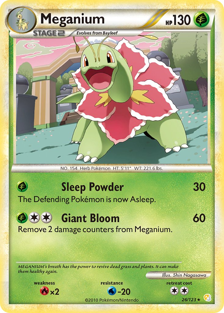 Meganium (26/123) (Theme Deck Exclusive) [HeartGold & SoulSilver: Base Set] | Rock City Comics