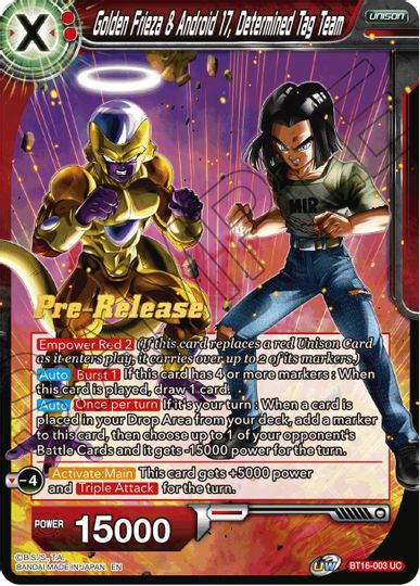 Golden Frieza & Android 17, Determined Tag Team (BT16-003) [Realm of the Gods Prerelease Promos] | Rock City Comics