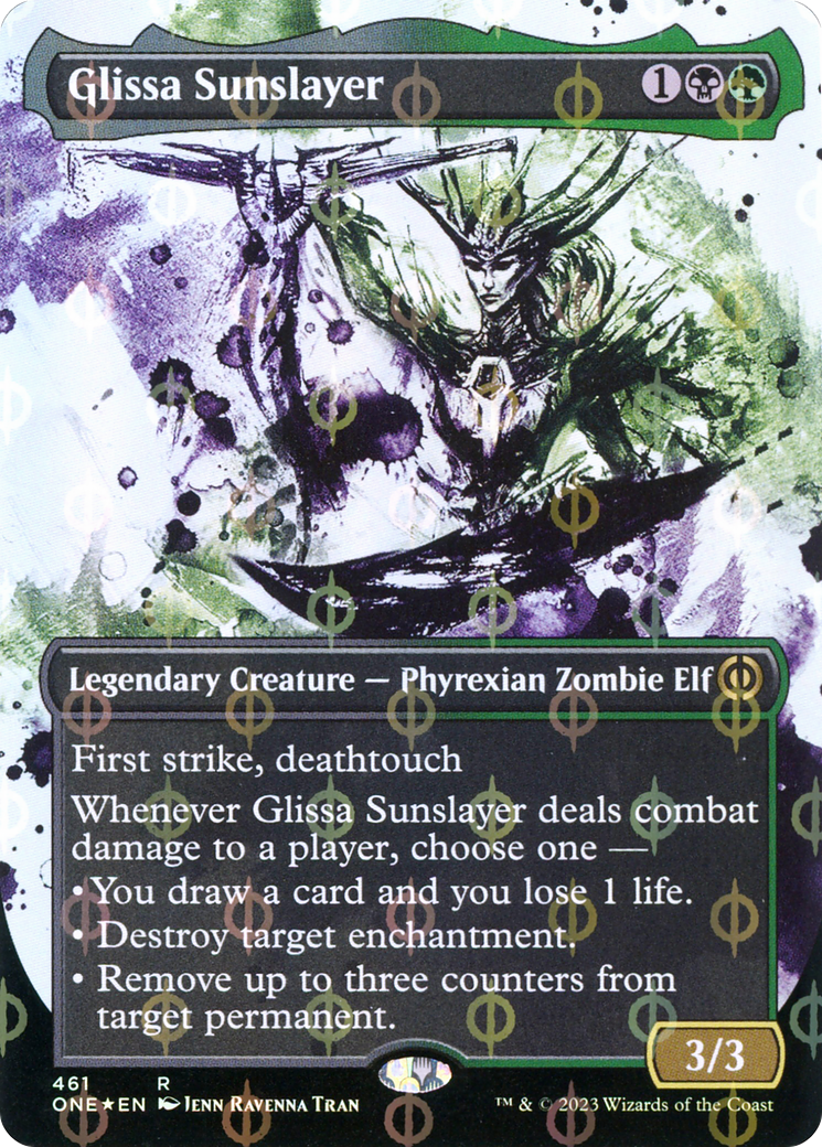 Glissa Sunslayer (Borderless Ichor Step-and-Compleat Foil) [Phyrexia: All Will Be One] | Rock City Comics