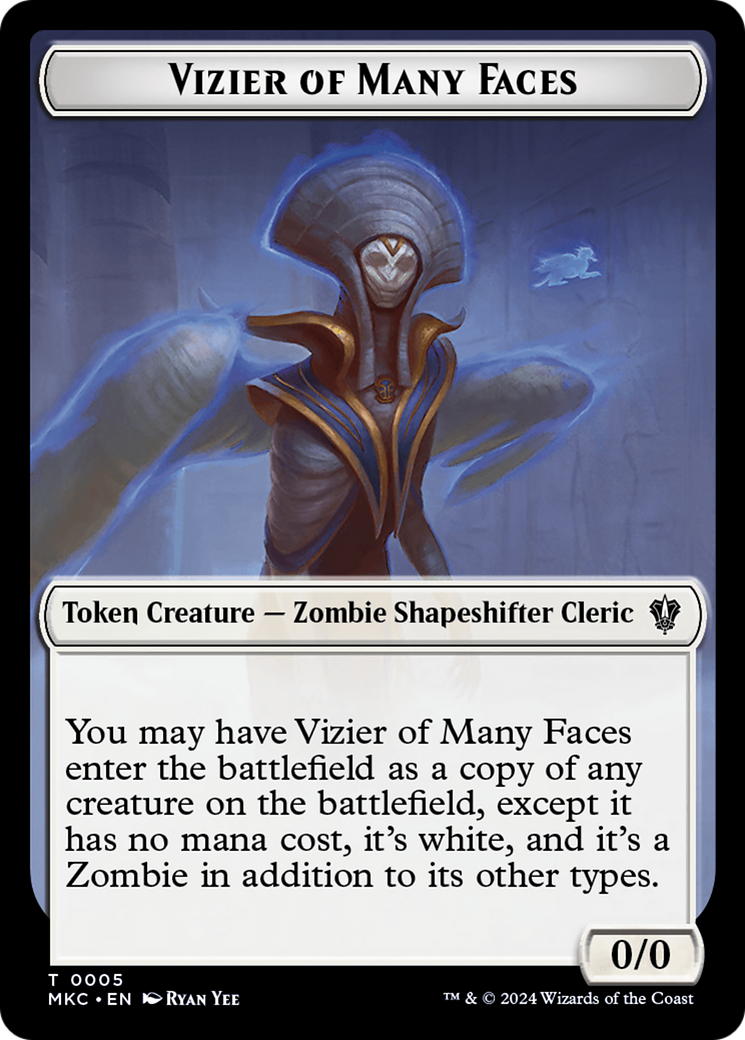 Vizier of Many Faces // Zombie Double-Sided Token [Murders at Karlov Manor Commander Tokens] | Rock City Comics