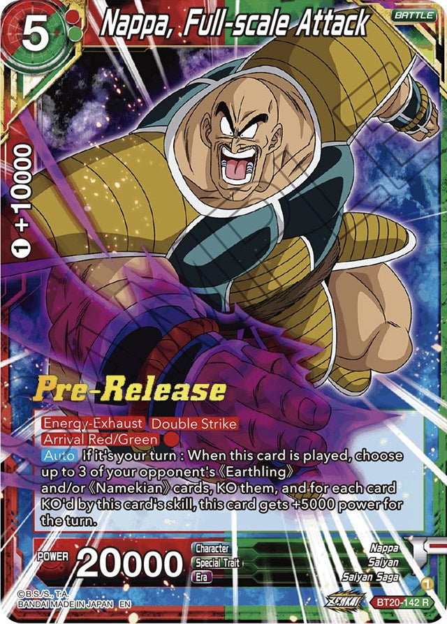 Nappa, Full-scale Attack (BT20-142) [Power Absorbed Prerelease Promos] | Rock City Comics