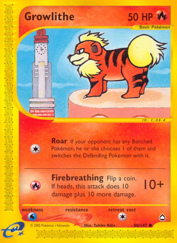 Growlithe (80/147) [Aquapolis] | Rock City Comics