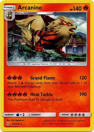 Arcanine (22/214) (Cosmos Holo) [Sun & Moon: Unbroken Bonds] | Rock City Comics