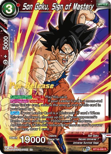 Son Goku, Sign of Mastery (BT16-006) [Realm of the Gods Prerelease Promos] | Rock City Comics