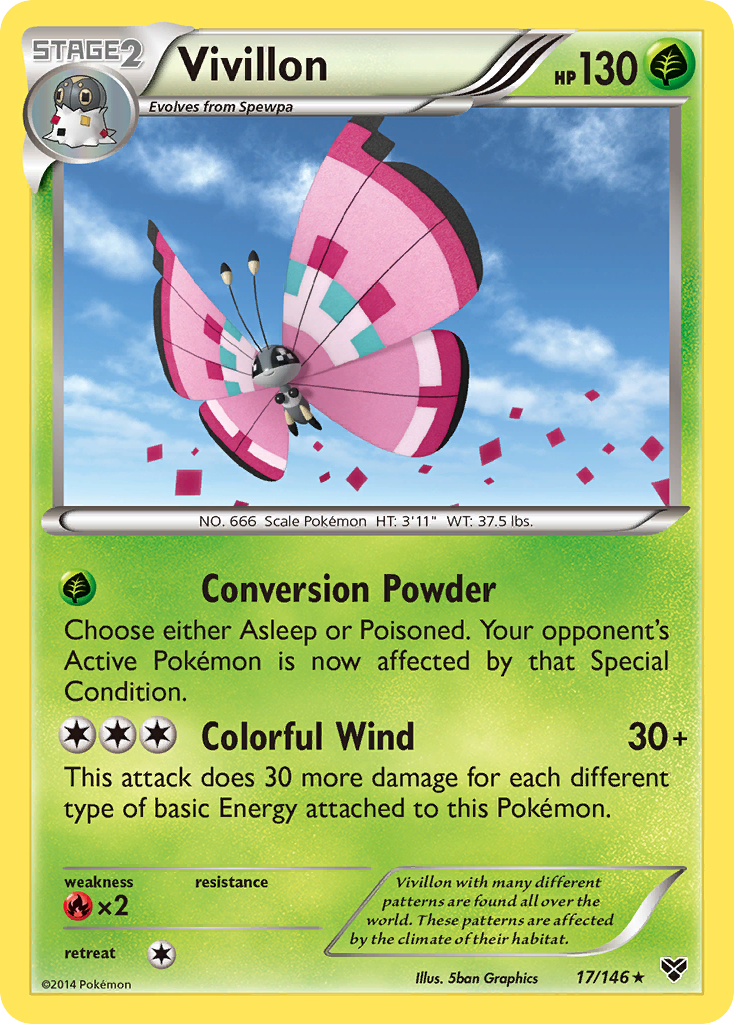 Vivillon (17/146) (Meadow Form/Pink Wings) [XY: Base Set] | Rock City Comics