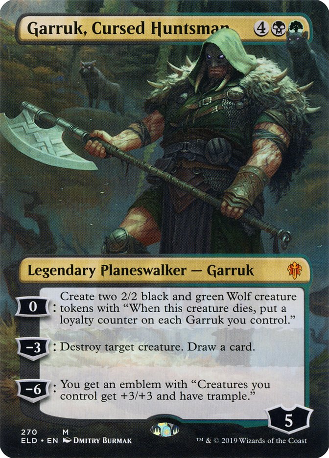 Garruk, Cursed Huntsman (Borderless) [Throne of Eldraine] | Rock City Comics