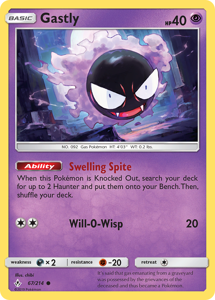 Gastly (67/214) [Sun & Moon: Unbroken Bonds] | Rock City Comics