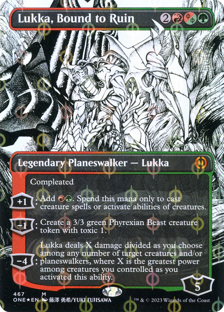 Lukka, Bound to Ruin (Borderless Manga Step-and-Compleat Foil) [Phyrexia: All Will Be One] | Rock City Comics