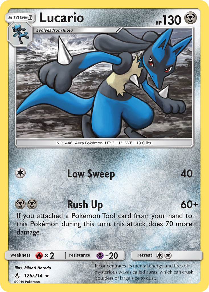 Lucario (126/214) [Sun & Moon: Unbroken Bonds] | Rock City Comics