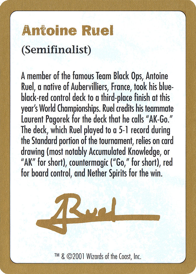 Antoine Ruel Bio [World Championship Decks 2001] | Rock City Comics