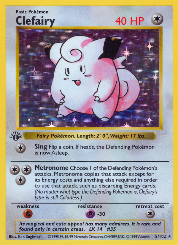 Clefairy (5/102) (Shadowless) [Base Set 1st Edition] | Rock City Comics