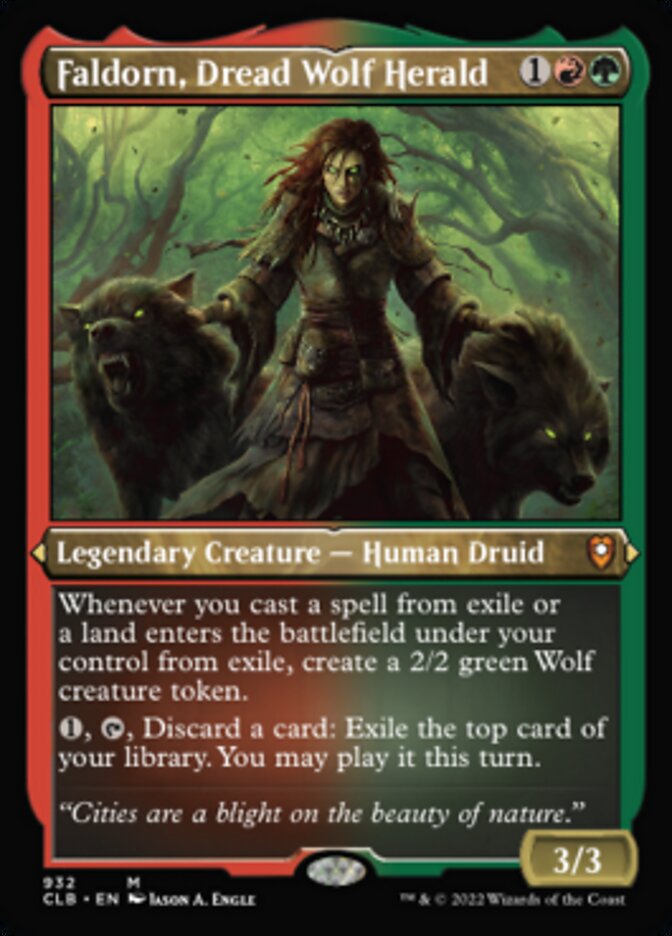 Faldorn, Dread Wolf Herald (Display Commander) (Foil Etched) [Commander Legends: Battle for Baldur's Gate] | Rock City Comics