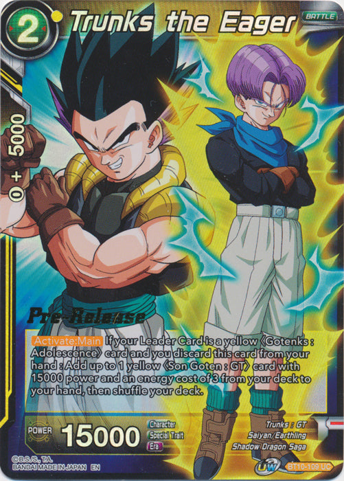 Trunks the Eager (BT10-109) [Rise of the Unison Warrior Prerelease Promos] | Rock City Comics