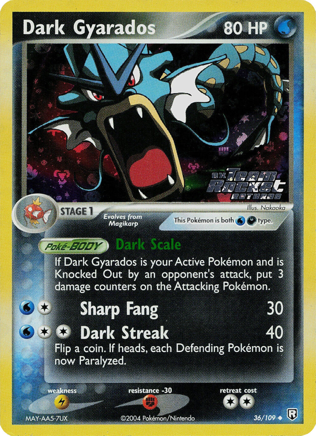 Dark Gyarados (36/109) (Stamped) [EX: Team Rocket Returns] | Rock City Comics