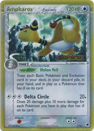 Ampharos (1/101) (Delta Species) (Stamped) [EX: Dragon Frontiers] | Rock City Comics