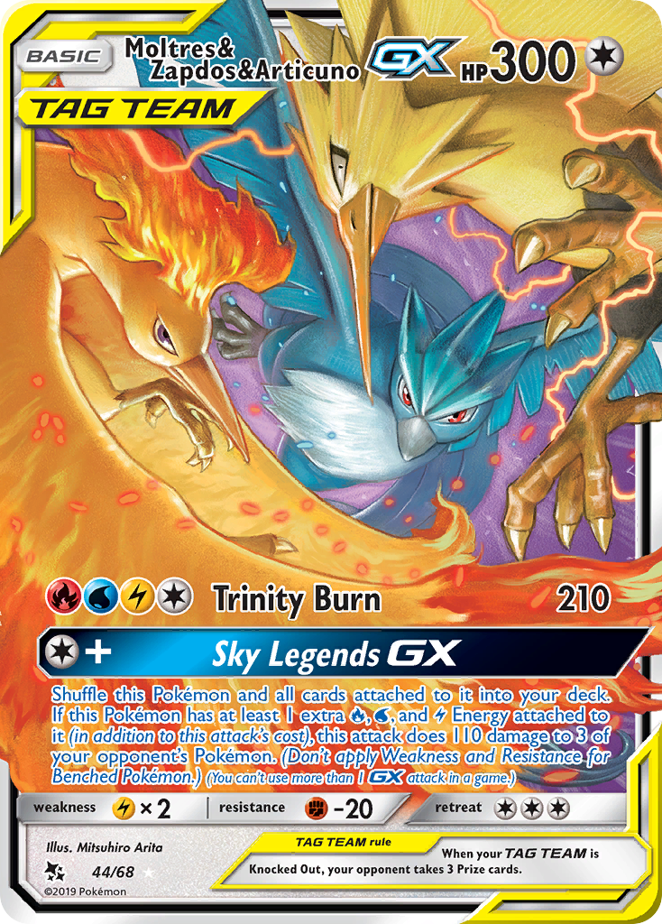 Moltres & Zapdos & Articuno GX (44/68) [Sun & Moon: Hidden Fates] | Rock City Comics