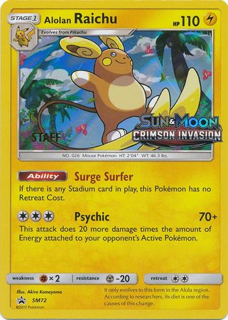 Alolan Raichu (SM72) (Staff Prerelease Promo) [Sun & Moon: Black Star Promos] | Rock City Comics