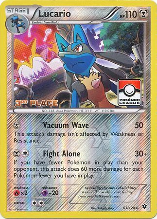 Lucario (63/124) (League Promo 3rd Place) [XY: Fates Collide] | Rock City Comics