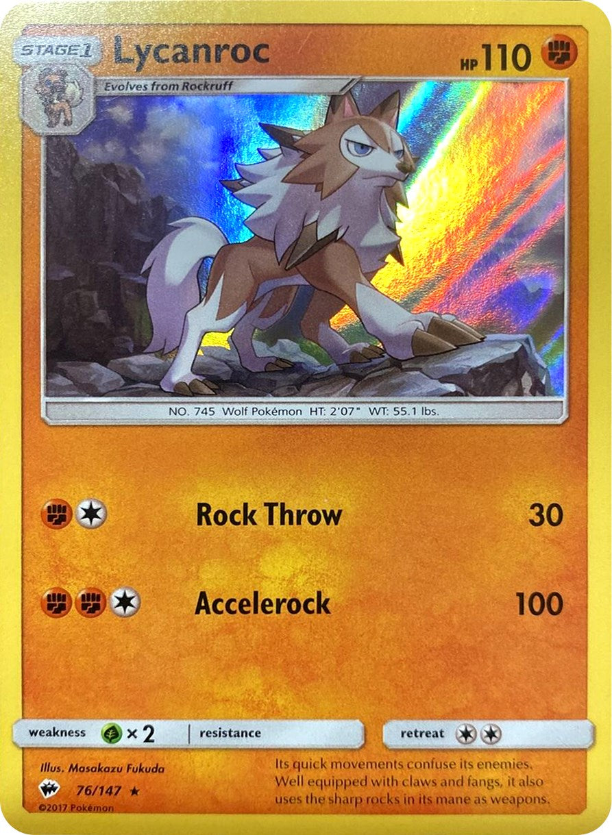 Lycanroc (76/147) (Water Web Holo) [Sun & Moon: Burning Shadows] | Rock City Comics