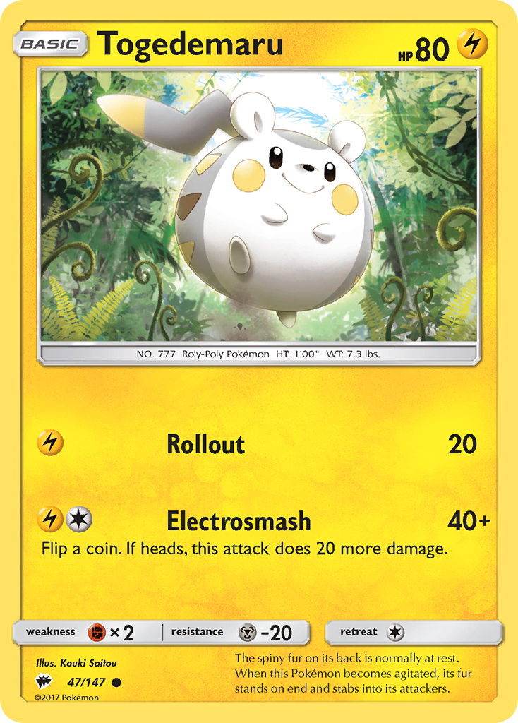 Togedemaru (47/147) [Sun & Moon: Burning Shadows] | Rock City Comics