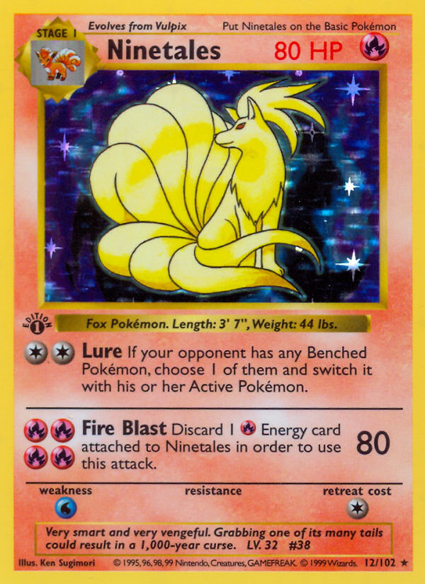 Ninetales (12/102) (Shadowless) [Base Set 1st Edition] | Rock City Comics