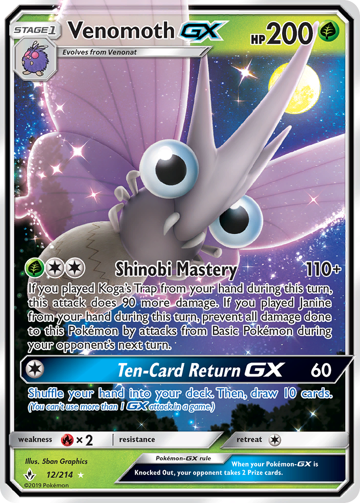 Venomoth GX (12/214) [Sun & Moon: Unbroken Bonds] | Rock City Comics