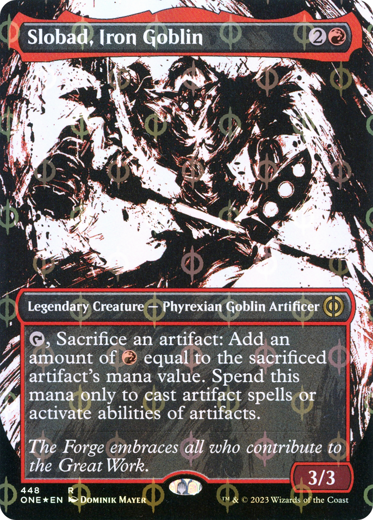 Slobad, Iron Goblin (Borderless Ichor Step-and-Compleat Foil) [Phyrexia: All Will Be One] | Rock City Comics