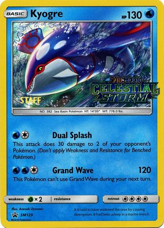 Kyogre (SM129) (Staff Prerelease Promo) [Sun & Moon: Black Star Promos] | Rock City Comics