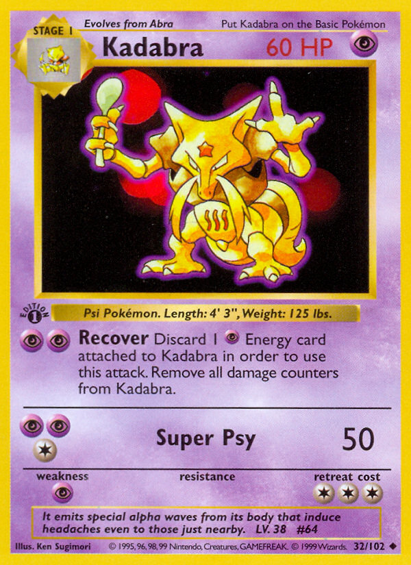 Kadabra (32/102) (Shadowless) [Base Set 1st Edition] | Rock City Comics