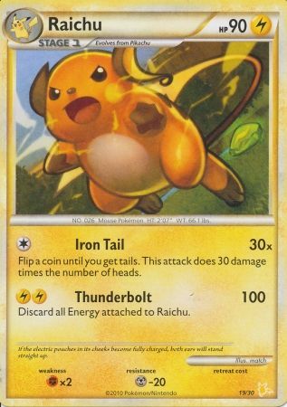 Raichu (19/30) [HeartGold & SoulSilver: Trainer Kit - Raichu] | Rock City Comics