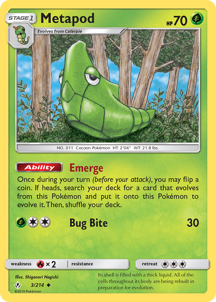 Metapod (3/214) [Sun & Moon: Unbroken Bonds] | Rock City Comics