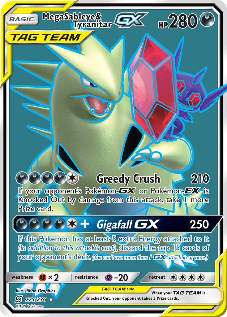 Mega Sableye & Tyranitar GX (225/236) [Sun & Moon: Unified Minds] | Rock City Comics