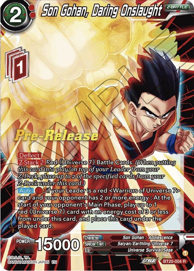 Son Gohan, Daring Onslaught (BT20-004) [Power Absorbed Prerelease Promos] | Rock City Comics