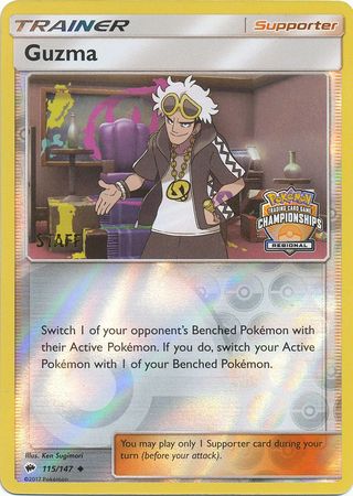 Guzma (115/147) (League Promo) (Staff) [Sun & Moon: Burning Shadows] | Rock City Comics