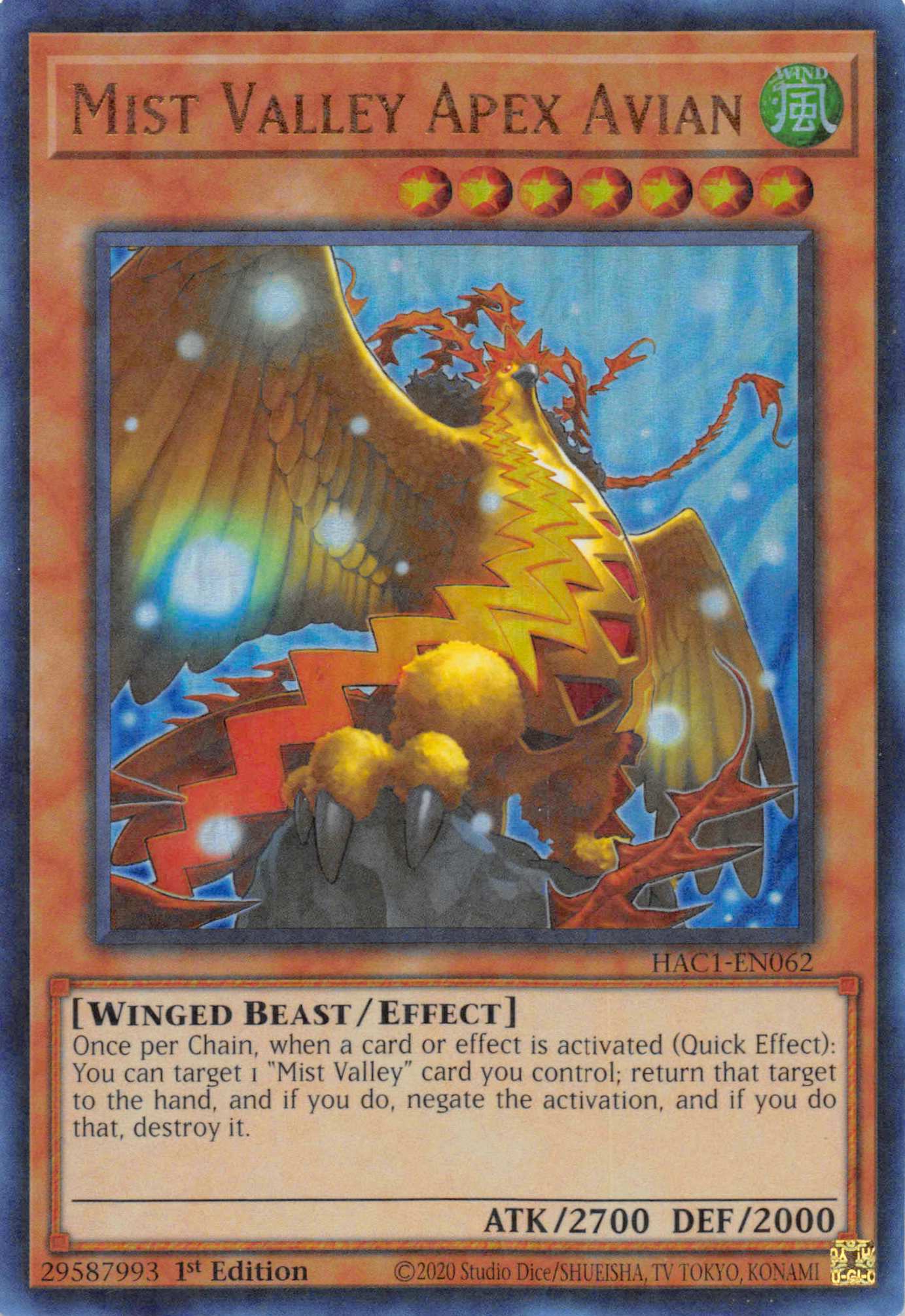 Mist Valley Apex Avian (Duel Terminal) [HAC1-EN062] Parallel Rare | Rock City Comics