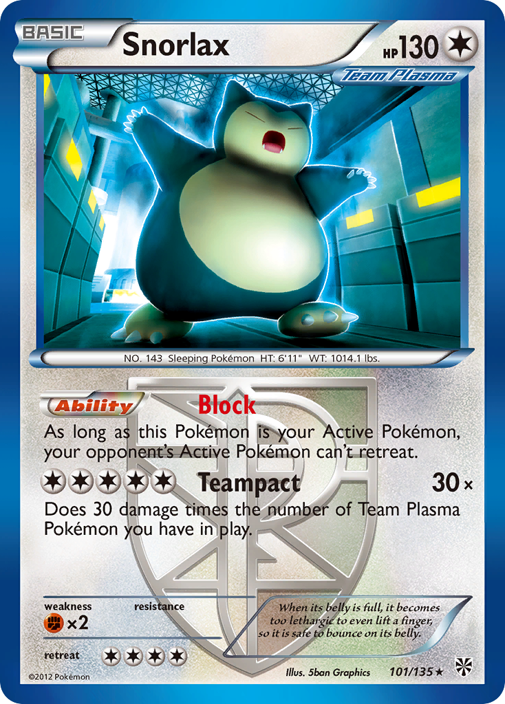 Snorlax (101/135) [Black & White: Plasma Storm] | Rock City Comics