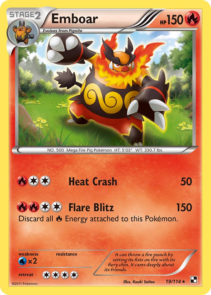 Emboar (19/114) (Cracked Ice Holo) (Theme Deck Exclusive) [Black & White: Base Set] | Rock City Comics