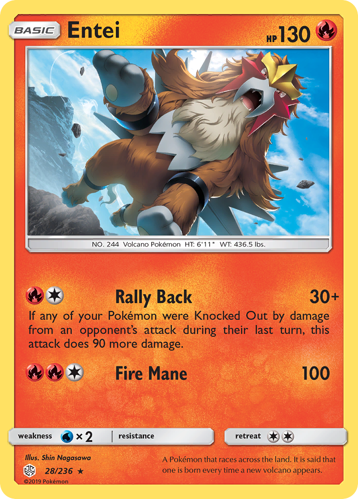 Entei (28/236) [Sun & Moon: Cosmic Eclipse] | Rock City Comics