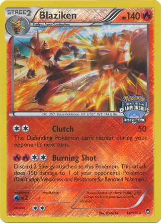 Blaziken (14/111) (National Championship Promo) [XY: Furious Fists] | Rock City Comics