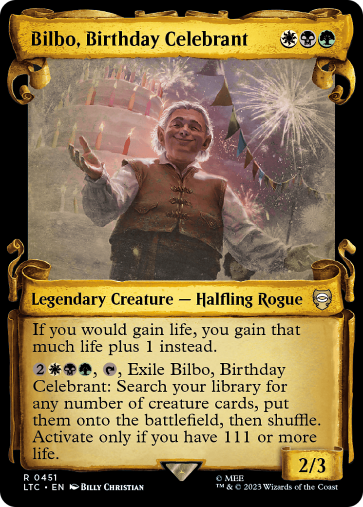 Bilbo, Birthday Celebrant [The Lord of the Rings: Tales of Middle-Earth Commander Showcase Scrolls] | Rock City Comics