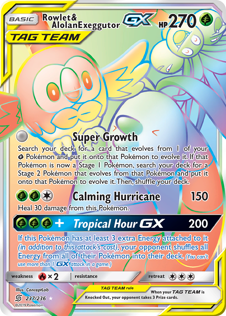 Rowlet & Alolan Exeggutor GX (237/236) [Sun & Moon: Unified Minds] | Rock City Comics