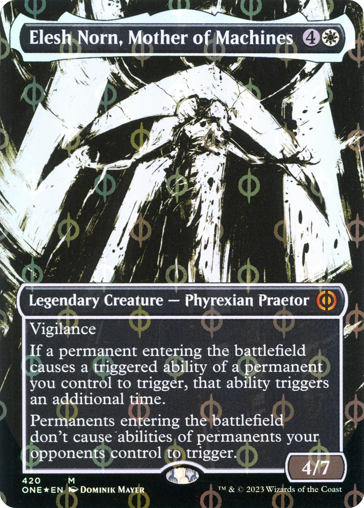 Elesh Norn, Mother of Machines (Borderless Ichor Step-and-Compleat Foil) [Phyrexia: All Will Be One] | Rock City Comics