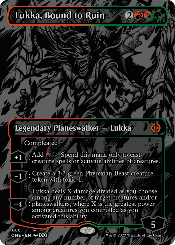 Lukka, Bound to Ruin (Oil Slick Raised Foil) [Phyrexia: All Will Be One] | Rock City Comics