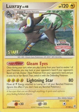 Luxray (7/130) (National Championships) (Staff) [Diamond & Pearl: Base Set] | Rock City Comics