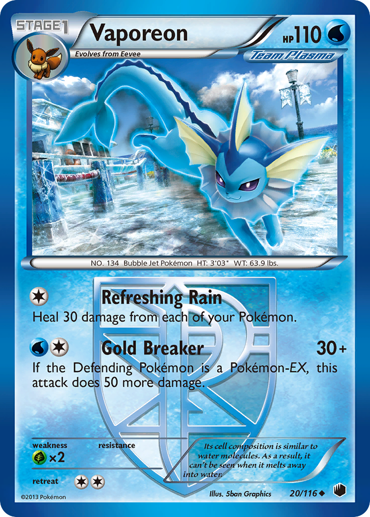 Vaporeon (20/116) [Black & White: Plasma Freeze] | Rock City Comics