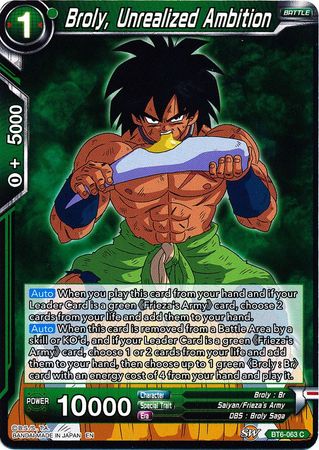 Broly, Unrealized Ambition [BT6-063] | Rock City Comics