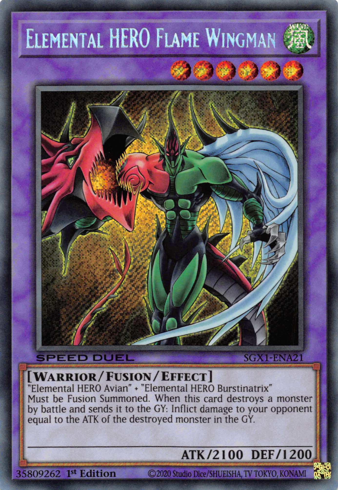 Elemental HERO Flame Wingman [SGX1-ENA21] Secret Rare | Rock City Comics