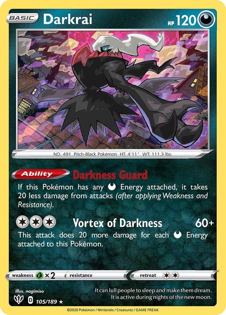 Darkrai (105/189) (Theme Deck Exclusive) [Sword & Shield: Darkness Ablaze] | Rock City Comics