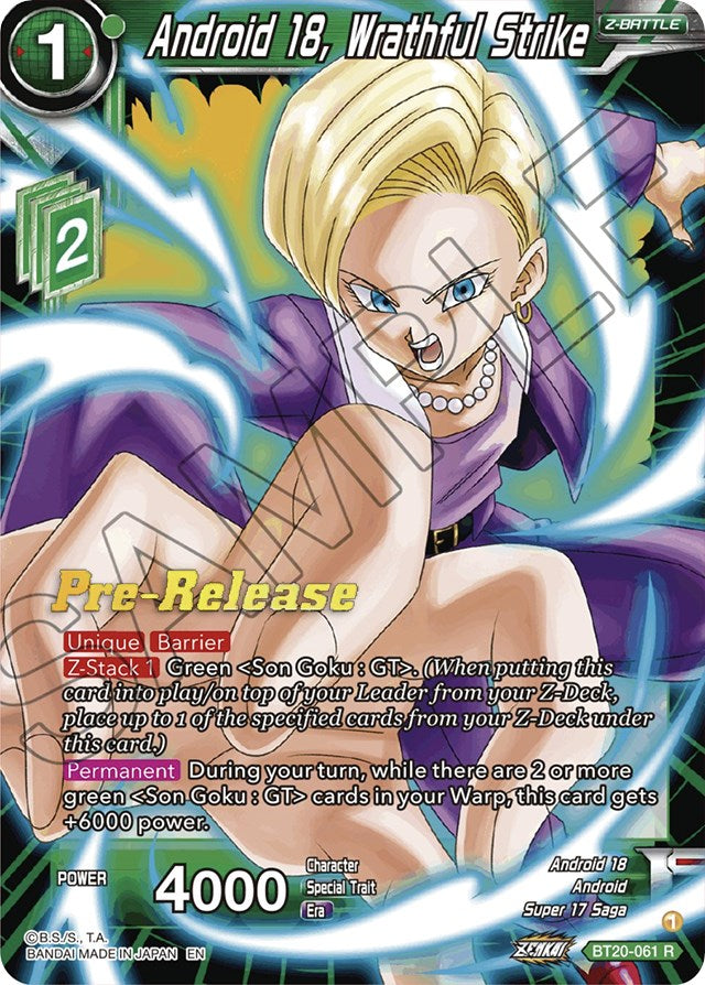 Android 18, Wrathful Strike (BT20-061) [Power Absorbed Prerelease Promos] | Rock City Comics